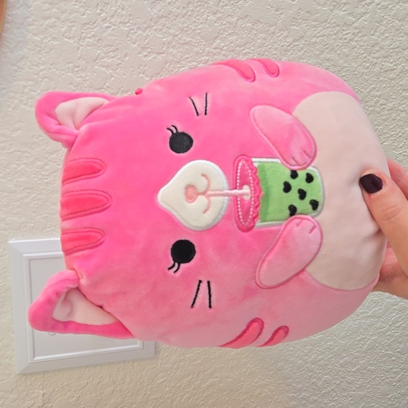 Pink Squishmallows Cat Plush with Boba Design, NWOT - Picture 7 of 7